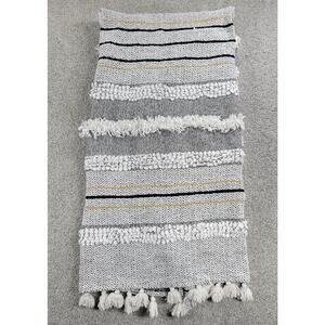 Artisan de Luxe Home Tufted Throw Blanket 78" x 52" Gray Fringe Cozy Boho